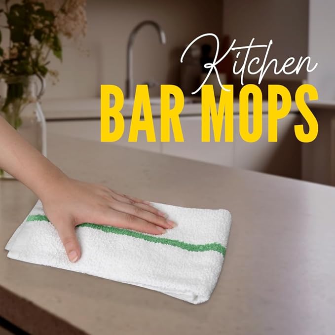 Avalon Towels Terry Bar Mop Towels (Value Pack of 60) Size 16"x19" – Absorbent and Durable, Multipurpose Cleaning Rags, Cotton Cleaning Cloths, Terry Cloth Rags, Reusable Shop Rag