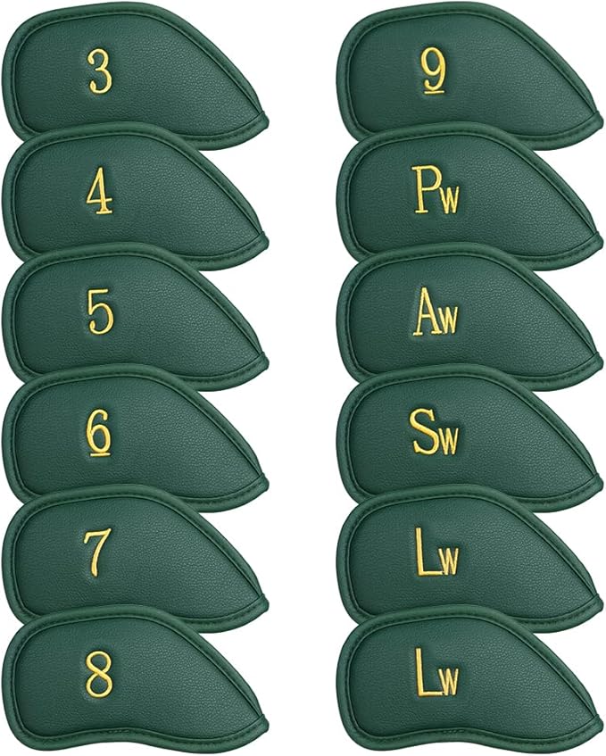 CRAFTSMAN GOLF 12pcs or 1pc Thick Synthetic Leather Golf Iron Head Covers Set Headcover Fit All Brands Callaway Ping Taylormade Cobra Etc. Also Custom Name