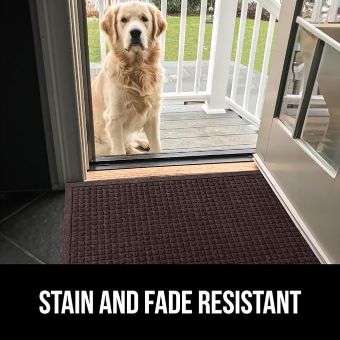 GORILLA GRIP Front Door Mat, 47x35, Indoor Outdoor Ultra Absorbent HydroAbsorb Doormat, Absorbs Up to 6 Cups of Water, Stain and Fade Resistant, Rubber Backing Doormats, Captures Dirt, Coffee