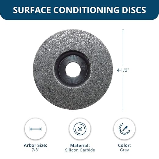 Benchmark Abrasives 4-1/2" Diameter Surface Preparation Non Woven Discs with 7/8" Arbor for Die Grinder Surface Grinding Polishing Burr Finish Rust Paint Removal (Pack of 10) - (Gray)