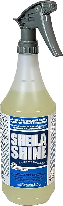 Sheila Shine 32 Oz. Stainless Steel Cleaner and Polish Trigger Spray, Protect Household Kitchen Surface, Removes Grease, Fingerprint, Watermark, Polish & Leaves a Streak Free Shine for Home Appliances