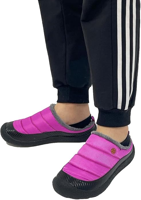 Womens Mens House Slippers Slip on Snow Winter Warm Fully Fur Lined Slippers Indoor Outdoor Shoes