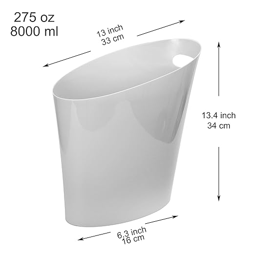 Youngever 2 Gallon Slim Trash Can, Plastic Garbage Container Bin, Small Trash Bin with Handles for Home Office, Living Room, Study Room, Kitchen, Bathroom (2 Pack) (Grey)