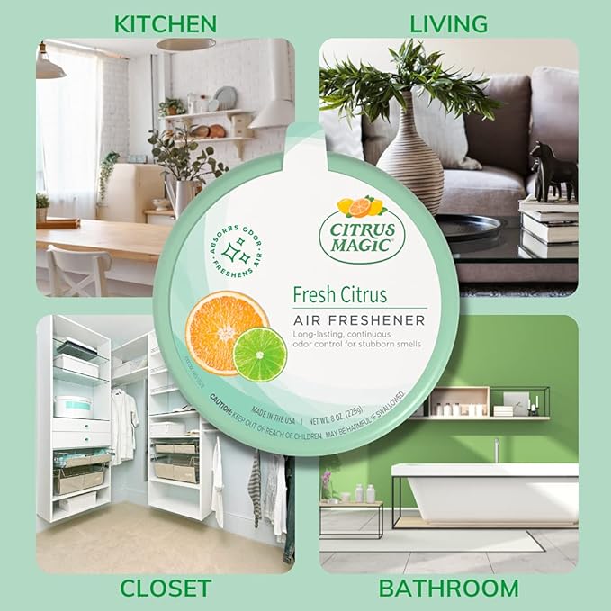 Citrus Magic Odor Absorbing Solid Air Freshener Fresh Citrus, 8-Ounce, Pack of 6, 6 Count