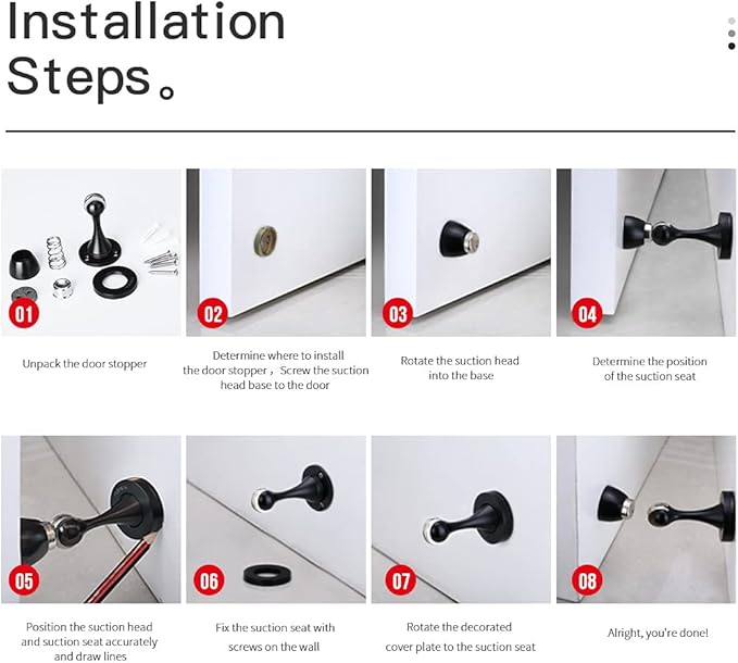 Door Stopper 6 Pack Magnetic Door Stops, Zinc Alloy Antique Brass Door Catch Door Holder Wall Floor Mounted, Metal Soft-Catch