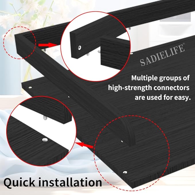 Washer Dryer Countertop Only,Edge Rails-27.5" Depth*27.5" Width Laundry Room Organization,High-Adhesion Non-Slip Protective Layer,with Edge Rails (Black)