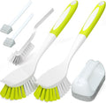 Holikme Cleaning Brush Set, Scouring Pad for Cleaning, Groove Gap Brushes for Pot, Pan, Kitchen Sink, Wire Brushes (Amarillo)