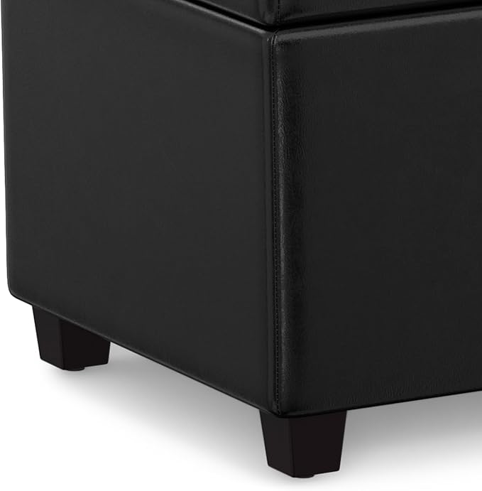 SIMPLIHOME Avalon 54 inch Wide Contemporary Rectangle Extra Large Storage Ottoman Bench in Midnight Black Vegan Faux Leather, Assembled, For the Living Room, Entryway and Family Room