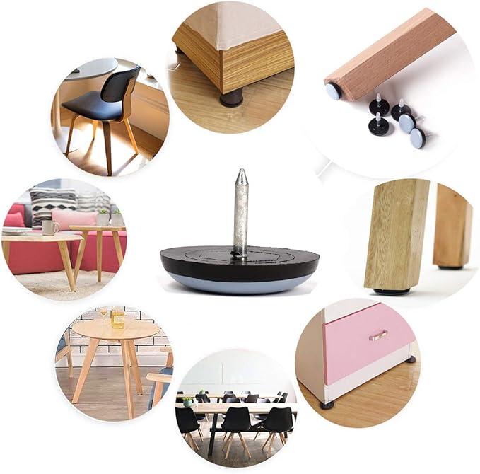 Furniture Glides Sliders-Furnigear PTFE (Teflon) Chair Leg Movers Sliders for Carpet and Hardwood Surface - Move Your Furniture Easy & Safely - Best Floor Protector (1 inch/Nail, 40pack)