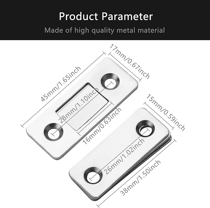 Cabinet Magnetic Catch, 6 Pack Ultra Thin Magnetic Cabinet Door Catch, Adhesive Cabinet Magnets for Kitchen Drawer Cabinet Door Closet, Concealed Strong Magnetic Cabinet Latch