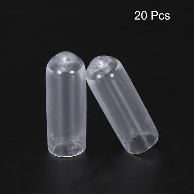uxcell 20pcs Rubber End Caps 5mm(3/16") ID Vinyl PVC Round Tube Bolt Cap Cover Screw Thread Protectors Clear