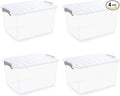 Citylife 44.4 QT Plastic Storage Bins with Latching Lids Stackable Storage Containers for Organizing Large Clear Storage Box for Garage, Closet, Kitchen, 4 Packs