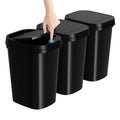 3 Pack Bathroom Small Trash Can with Lid, 2.6 Gallon Slim Garbage Bin with Pop-Up Lid, 10L Plastic Wastebasket for Bedroom, Office, Kitchen, Toilet (Black)