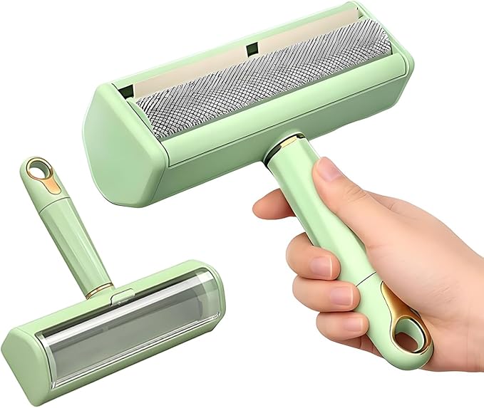 Pet Hair Remover Lint Roller - Washable Reusable, Static Adsorption for Cat Dog Hair Removal On Furniture, Sofas, Bedding, Carpets，Pet Hair Removal Tool，Dog Hair Remover，Lint Remover (Green)