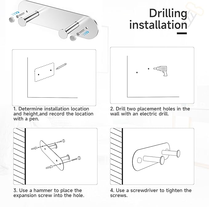 Ironing Board Holder Wall Mount,Ironing Board Hanger with Removable Hooks, Laundry Rooms Stainless Steel Ironing Boards Hook for Wall for Y or T Leg