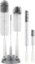MR.SIGA 5 Pack Bottle Brush Cleaning Set with Storage Holder, Cleaning Brushes for Long Narrow Neck Bottles, Water Bottles, Baby Bottles, Tumblers, Drinking Glasses, Strews