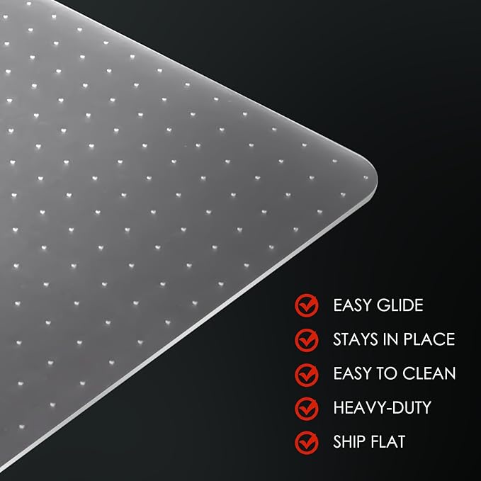 Kuyal Office Chair Mat for Carpet, 2 Pack 32x 49 Clear Heavy Duty Computer Chair Mat, Under Desk Protector Carpeted Floors Mat, Easy Chair Movement,Ship Flat