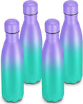 17oz Cola-Bottle Shaped Stainless Steel Leak-proof Water Bottle,Double Wall Vacuum Insulated Metal,Travel Mug For Sports Indoors & Outdoors,BPA-Free Kids Flasks,Purple Green(4Pack)