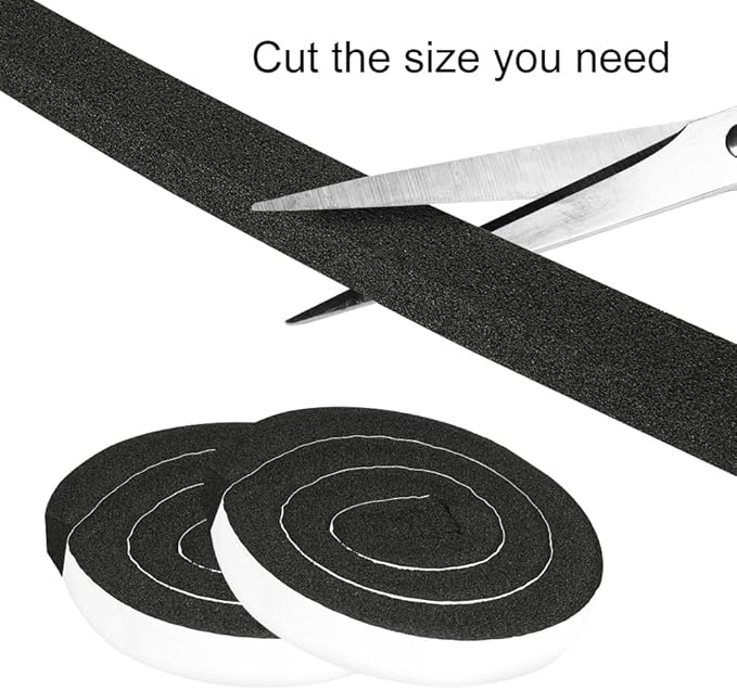 2 Rolls 1/2 Inch W 1/2 T Weather Stripping Air Conditioner Open Cell Foam Seal Tape, Window Insulation High Resilience Seal Strip for Doors Window,Total 16FT