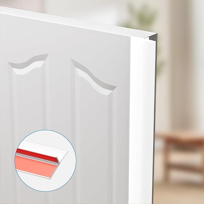 T-Shaped Door Draft Stopper, 1.97 in x 40 Ft Silicone Seal Strip for Windows Gaps, Weather Stripping Seal Strip Shower Sweep, White