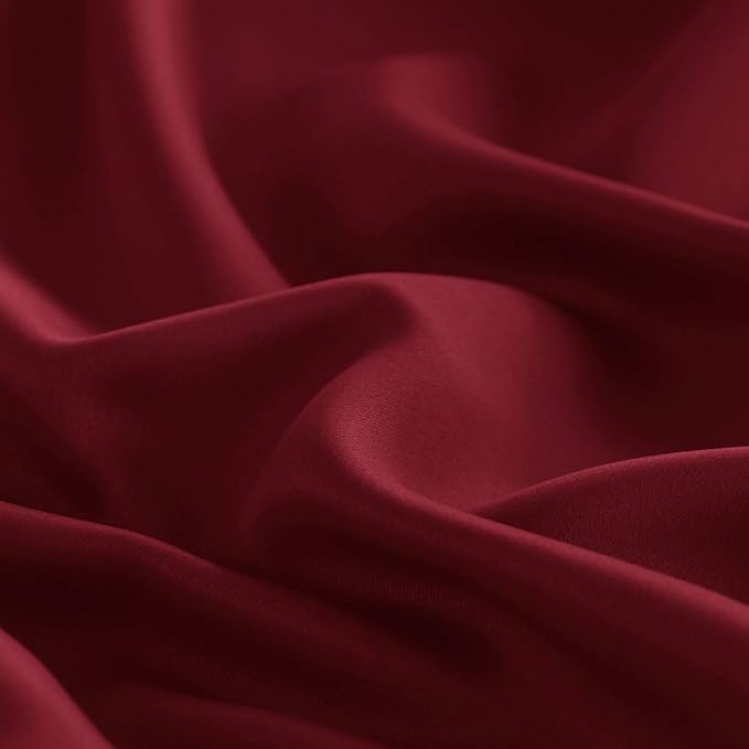 DWCN French Door Curtains - Rod Pocket Thermal Blackout Curtain for Doors with Glass Window, Kitchen and Patio Doors for Privacy, 23 X 72 Inches Long, 1 Curtain Panel with Tieback, Burgundy