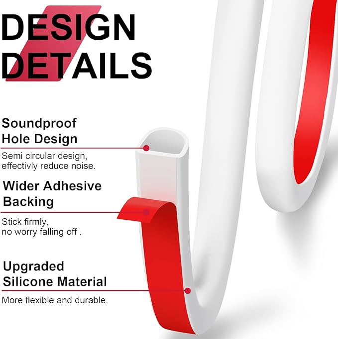 【New Upgrade】 Silicone Door Weather Stripping Door Seal Strip, 19.7 Feet Self-Adhesive D-Shape Door Insulation Strip for Door Frame& Window Seal Large Gaps, Easy to Cut & Install
