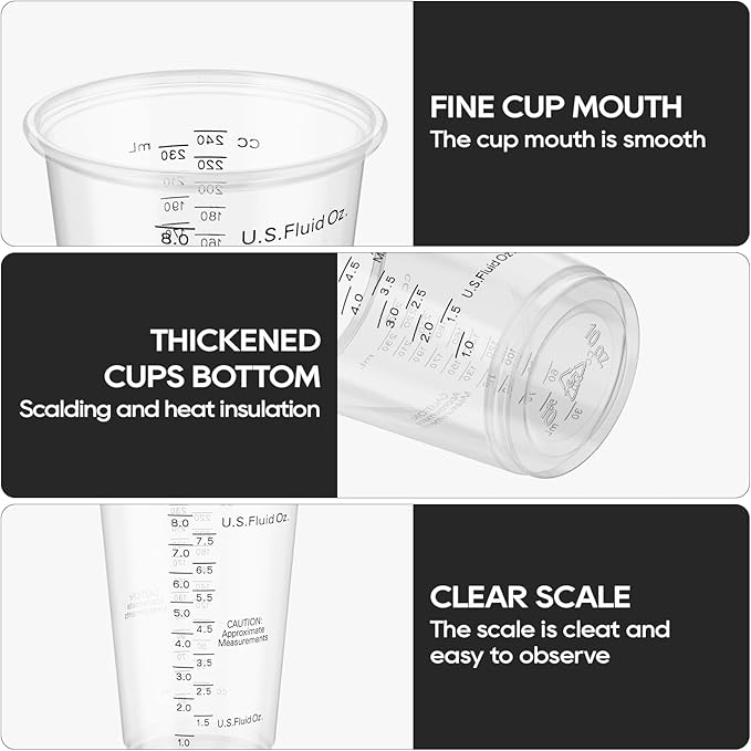 Plastic Measuring Cups 8OZ,200 PACK Disposable Mixing Cups with 200 Mixing Sticks,Paint Graduated Measuring Tumblers for Epoxy Resin, Paint Mixing, Art DIY