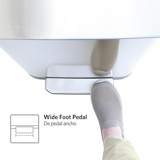 Glad Stainless Steel Step Trash Can, Series 2 with Clorox Protection - Large Metal Kitchen Garbage Bin with Soft Close Lid, Foot Pedal and Waste Bag Roll Holder, 13 Gallon