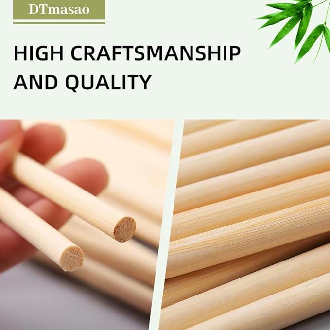 1/2 x 36 Inch 25 PCS Dowel Rods Wood Sticks Wooden Dowel Rods - Unfinished Bamboo Sticks - for Crafts and DIYers