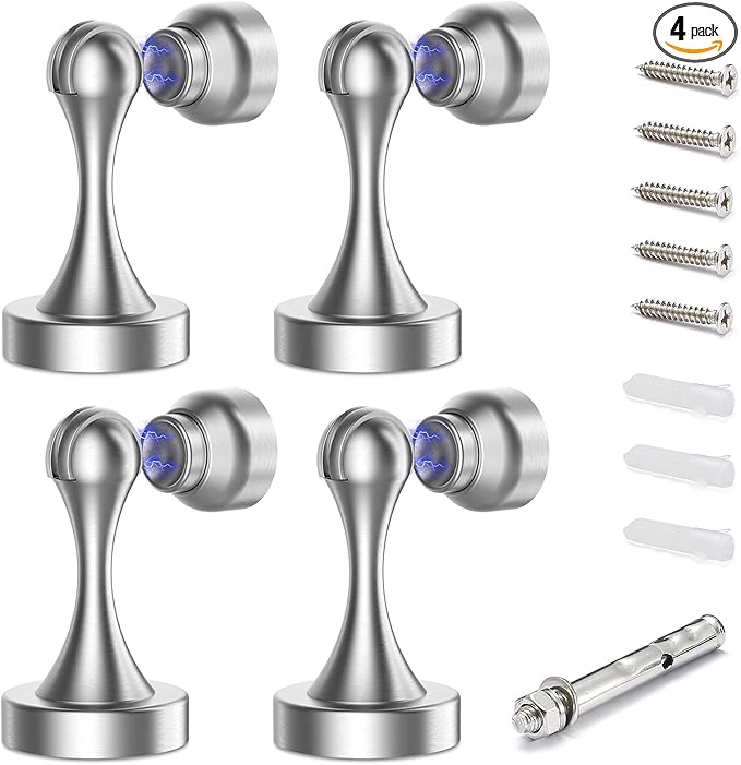 Magnetic Door Stop Stainless Steel，Door Stopper, Heavy Duty for Various Door Types, Keep Your Door Open, Wall Mount Door Holder/Catch