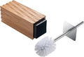 GOBAM Bamboo Toilet Bowl Cleaner with Holder for All Toilet Types, Hidden Stainless Steel Toilet Brush, Bathroom Cleaning Brushes, Toilet Accessories - Natural, with Pattern