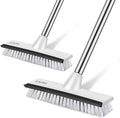 SetSail Floor Scrub Brush with 51-Inch Long Adjustable Handle 2 in 1 Scrape Brush Stiff Bristle Floor Scrubber for Cleaning Shower Bathroom Garage Kitchen Wall Deck Tub Tile, 2 Pack