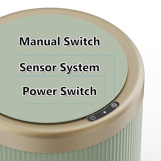 URALFA Automatic Motion Sensor Bathroom Trash Can with Lid, 10.5 Liter / 2.8 Gallon Touchless Trash Bin, Smart Dog Proof Garbage Can, Small Waste Basket for Toilet, Office, Bedroom (Green)