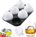 HONYAO Whiskey Ice Ball Mold - 1.8 Inch Silicone Maker With Individual Lid for Easy Fill and Release - 6 Round Sphere Molds for Cocktails and Bourbon