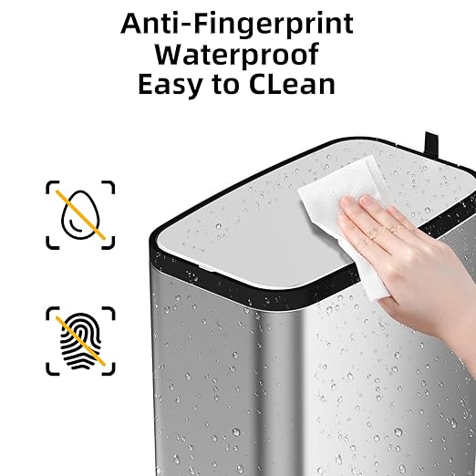 Stainless Steel Bathroom Trash Can with Lid Soft Close,1.6 Gallon Slim Garbage can,Small Metal Step Wastebasket for Office, Bedroom, Toilet, Live Room