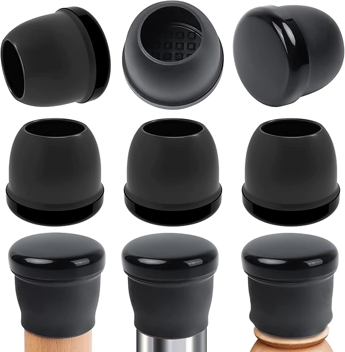 Ezprotekt 24 Pcs Large Black Chair Leg Sliders for Carpet, Round Chair Glides for Rug, Teflon Furniture Pad Bar Stool Leg Protectors Caps to Slide Smooth (XL Fit: 1-2/5" to 1-13/20")