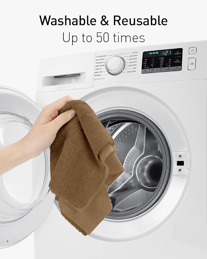 Fantasticlean Microfiber Cleaning Cloth Roll -40 Pack, Tear Away Microfiber Towels, 12" x 12", Reusable, Washable, Scratch Free, Ultra Absorbent for Car, Home Supplies, Shop (TAN)