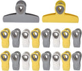 COOK WITH COLOR Bag Clips - Heavy Duty Chip Clip & Refrigerator Magnet for Food Storage with Air Tight Seal Grip, Yellow & Grey, 2 Large & 16 Small