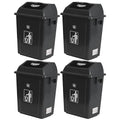 4 Pack Plastic Swing Lid Trash Can, 6 Gallon Trash Cans with Swing Lid, Grey