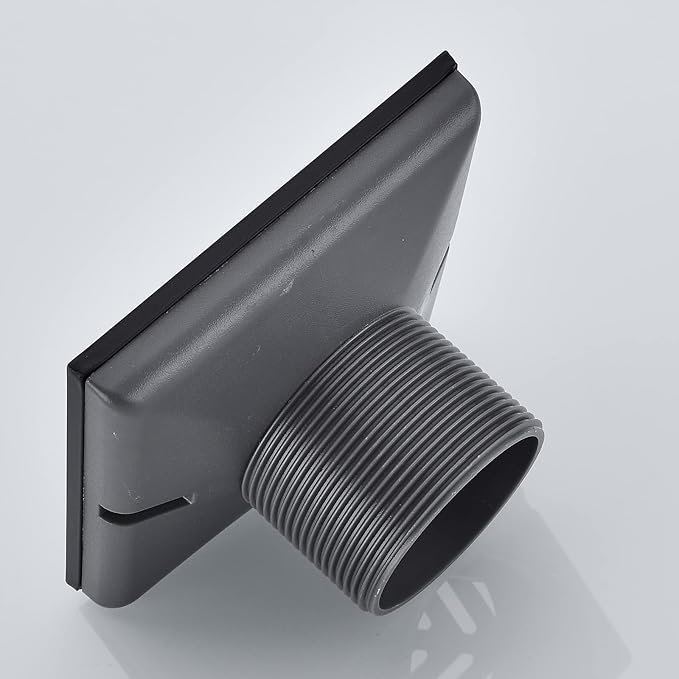 RANDOM 4 Inch Black Shower Drain Square with Adjustable PVC Base Flange,SUS304 Stainless Steel Matte Black Shower Floor Drain with Removable Cover Grid Grate