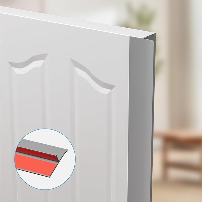 T-Shaped Door Draft Stopper, 1.97 in x 10 Ft Silicone Seal Strip for Windows Gaps, Weather Stripping Seal Strip Shower Sweep, Grey