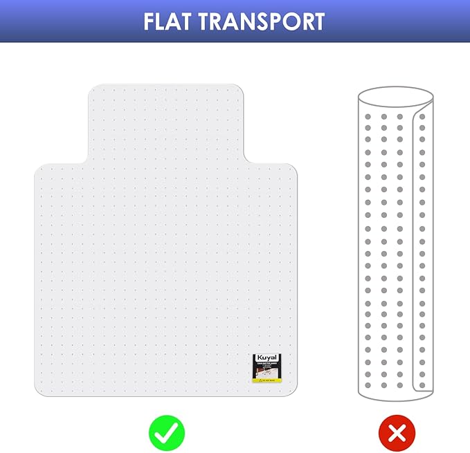 Kuyal Office Chair Mat for Carpet, 2 Pack 36x48 Clear Heavy Duty Computer Chair Mat with Lip, Under Desk Protector Carpeted Floors Mat, Easy Chair Movement,Ship Flat