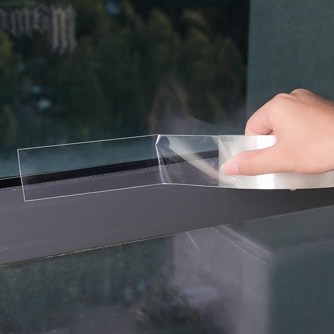 Transparent Window Weather Sealing Tape 2inch*66ft Weather Stripping Residue-Free Clear Window Insulation Tape for Doors Windows and Shower Glass Gaps