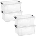 Superio Storage Bins with Lids - Clear Boxes for Organizing, Stackable Plastic Containers - BPA Free, Non-Toxic, Odor Free, Organizer for Home, Office, Dorm(4 Pack, 11 Qt)
