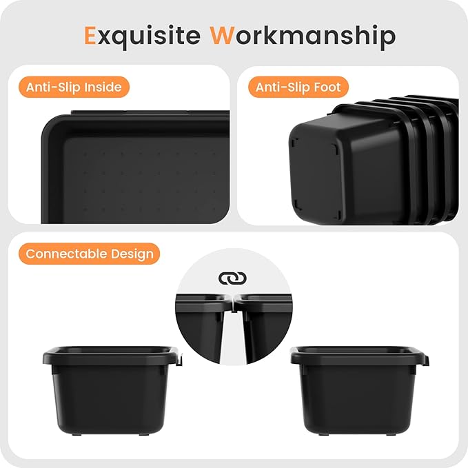 A-LuGei 【28PCS】 Drawer Organizer, Bathroom Organizers and Storage, Makeup organizer, Desk drawer organizer, Storage Bins for Kitchen Office Bedroom Vanity Jewelry Pantry Garage【Black】【4Size】