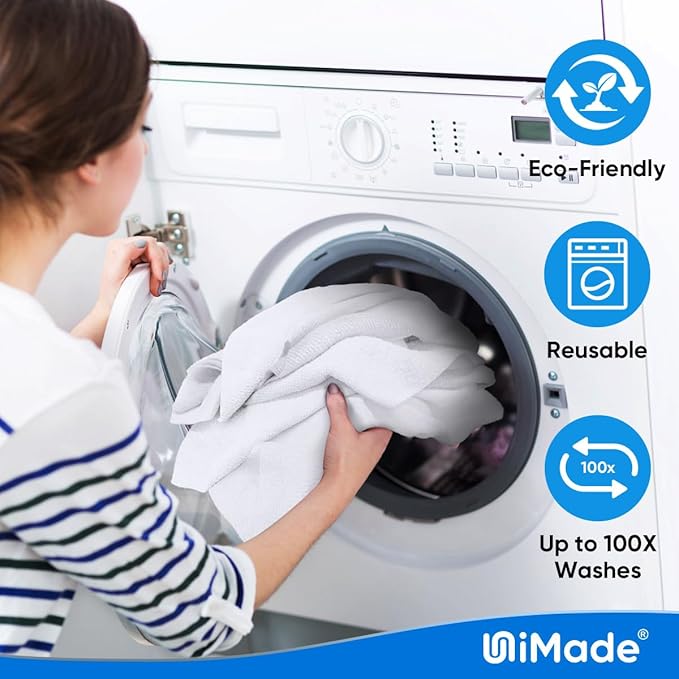 Shop Towel Rag, 200 Pack Reusable Rags Bulk Microfiber Cleaning Cloth Lint Free Towels for Car Kitchen Automotive Bar Mechanic Restaurant Garage, 11.5"x 11.5", White