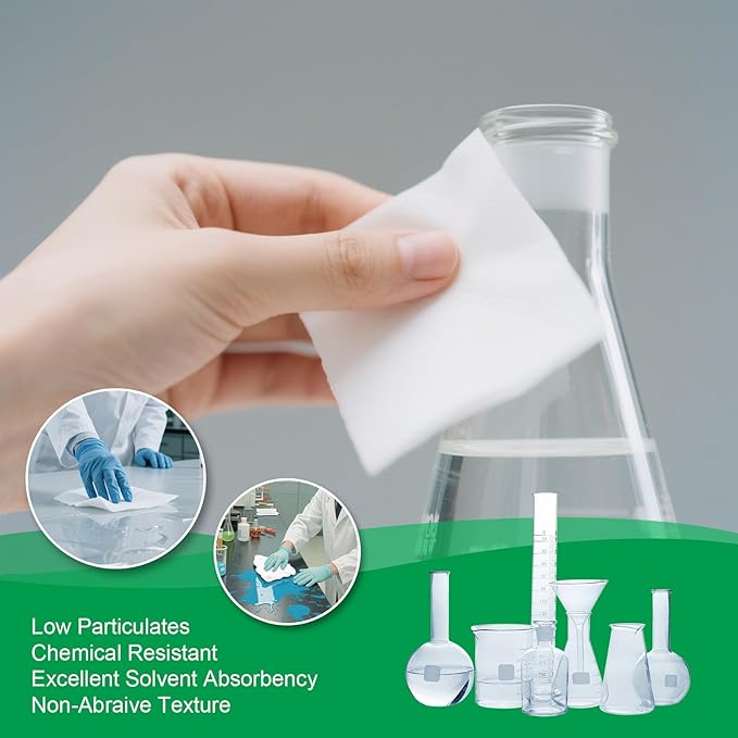 Cleanroom Wipes 6"x6" (300 Pcs, Cellulose/Polyester Blend, Grade B 56GSM) Lint Free Wipes for Laboratory, Electronics, Pharmaceutical,Printing,Automotives and Semiconductor Industries