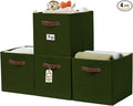DECOMOMO Storage Baskets, 13x15x13 Storage Cube Bins with Labels for Organizing Shelves Kallax (Kallax / 4pcs, Olive Green)