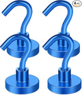 MIKEDE Magnetic Hooks Heavy Duty, 28LB+ Strong Magnets with Hook for Fridge, Neodymium Extra Strength Industrial Hooks for Hanging, Magnetic Hanger for Toolbox, Cruise, Grill(Blue,4 Pack)