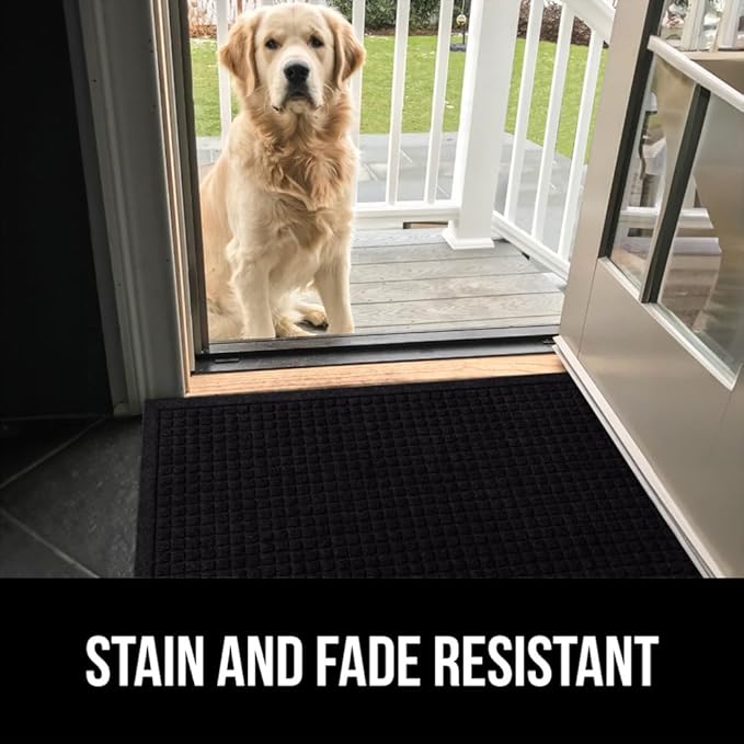 GORILLA GRIP Front Door Mat, 72x24, Indoor Outdoor Ultra Absorbent HydroAbsorb Doormat, Absorbs Up to 2.75 Cups of Water, Stain and Fade Resistant, Rubber Backing Doormats, Captures Dirt, Black